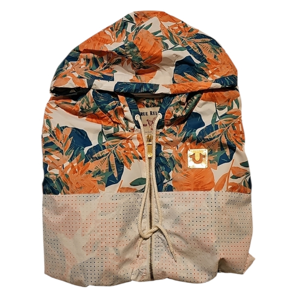 True Religion Longsleeve Tropical Zip-Front Jacket/Hoodie. Women's Size: Small.
